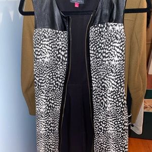 Vince Camuto black and white dress with leather details